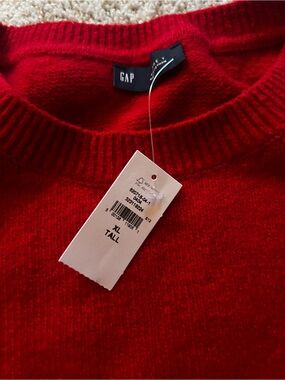 NWT Gap Red Crewneck Sweater XL Tall Christmas Holiday